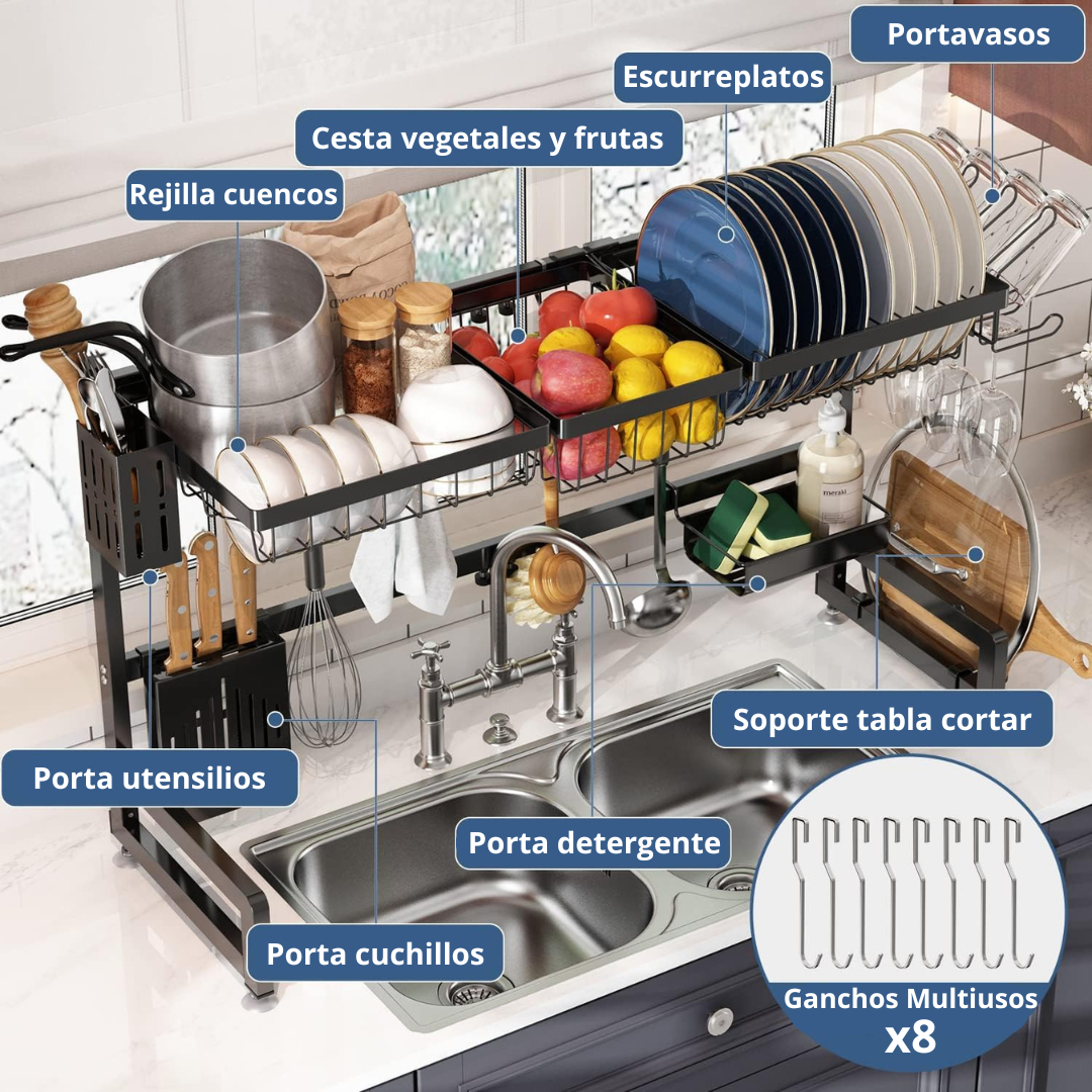 Estante Escurridor Lavaplatos Acero Inox OrganizerPlus™